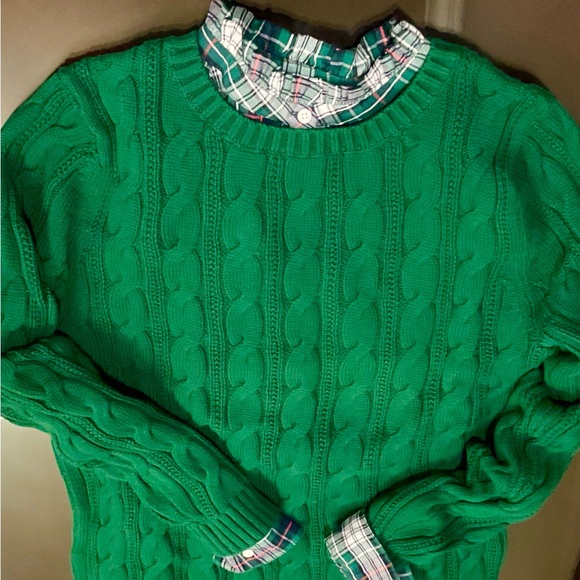 Lands End & Loft Sweaters - Women’s Sweater and ruffle front shirt set